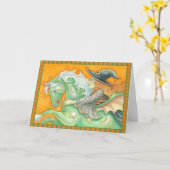 HALLOWS EVE WITCH EN HORSE WENSKAART Blanco Kaart (Gele Bloem)