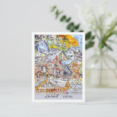 Hallstatt Austria Travel Place Waterverf Briefkaart (Staand voorkant)
