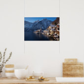 Hallstatt dorp in de sneeuw in de winter poster (Keuken)