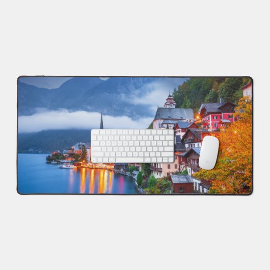 Hallstatt nachtscène, Oostenrijk Bureaumat (Keyboard & Muis)