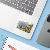 Hallstatt Oostenrijk Aquarel Sticker (Laptop met iPhone)