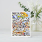 Hallstatt Oostenrijk Famous Travel Waterverf Sketc Briefkaart (Staand voorkant)