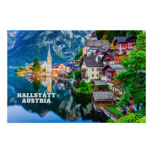 Hallstatt, Oostenrijk Mountain Lake Uitzicht Perfect Poster