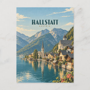 Hallstatt Oostenrijk Vintage Reis Kunst Briefkaart