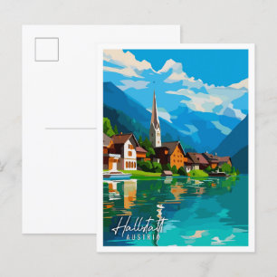 Hallstatt Oostenrijk vintage reisillustratie Briefkaart