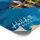 Hallstatt Oostenrijk vintage reisillustratie Poster (Hoek)