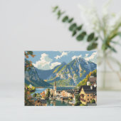 Hallstatt, Oostenrijk Vintage Reizen Briefkaart (Staand voorkant)