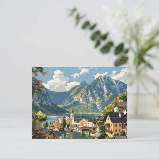 Hallstatt, Oostenrijk Vintage Reizen Briefkaart (Staand voorkant)