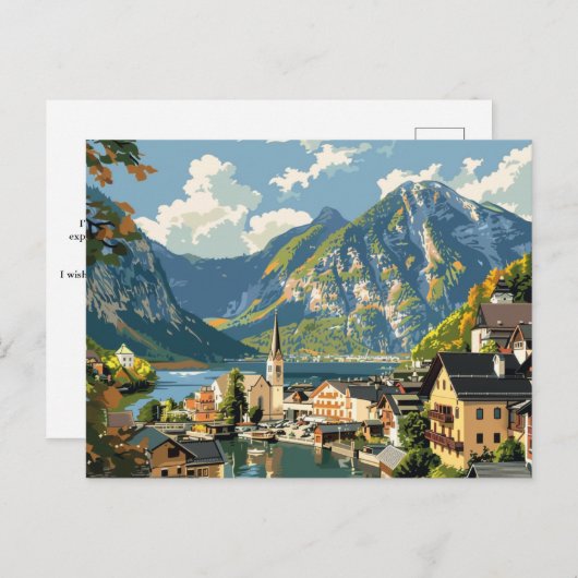 Hallstatt, Oostenrijk Vintage Reizen Briefkaart (Voorkant / Achterkant)