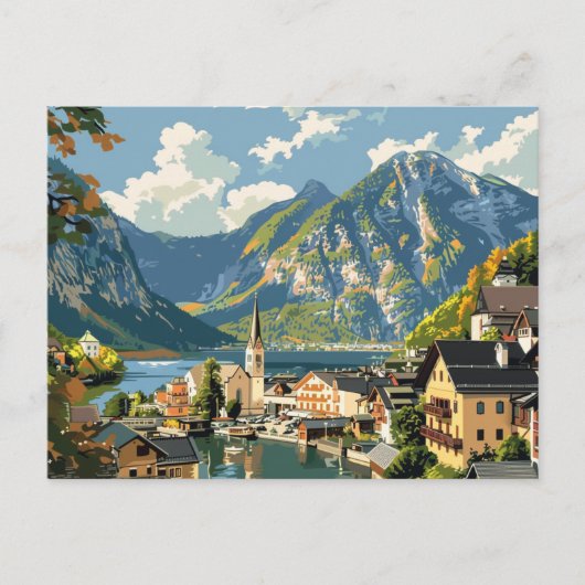 Hallstatt, Oostenrijk Vintage Reizen Briefkaart (Voorkant)