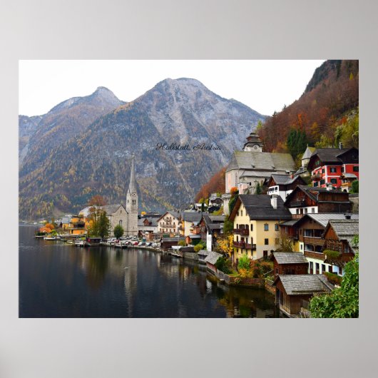 Hallstatt, Oostenrijks najaarslandschap Poster (Voorkant)