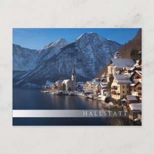Hallstatt stad in de winter in de sneeuw briefkaart