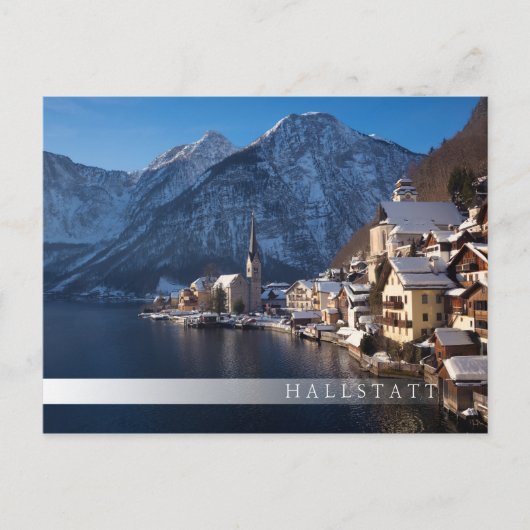 Hallstatt stad in de winter in de sneeuw briefkaart (Voorkant)