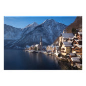 Hallstatt stad in de winter in de sneeuw foto afdruk (Voorkant)