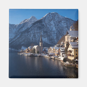Hallstatt stad in de winter in de sneeuw magneet