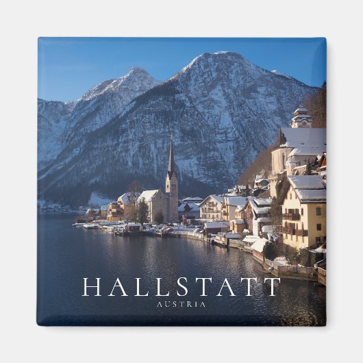 Hallstatt stad in de winter in de sneeuw magneet (Voorkant)