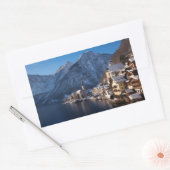 Hallstatt stad in de winter in de sneeuw rechthoekige sticker (Envelop)