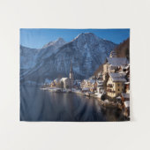Hallstatt stad in de winter in de sneeuw wandkleed (Voorkant (horizontaal))