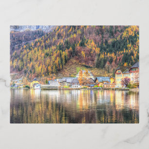 Hallstatt Village Austria Folie Feestdagen Briefkaart