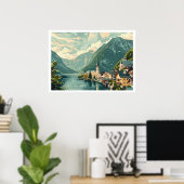 Hallstatt, Vintage Oostenrijk Poster (Thuiskantoor)