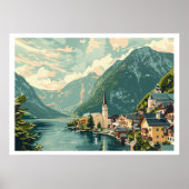 Hallstatt, Vintage Oostenrijk Poster (Voorkant)