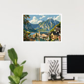 Hallstatt, Vintage Oostenrijk Poster (Thuiskantoor)