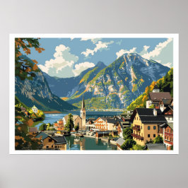Hallstatt, Vintage Oostenrijk Poster