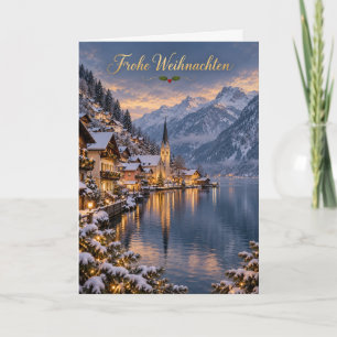 Hallstatt Winter aan het meer Prettig kerstfeest Feestdagen Kaart