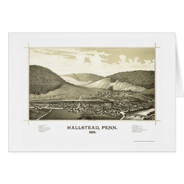 Hallstead, PA Panorama Map - 1887 (Voorkant Horizontaal)