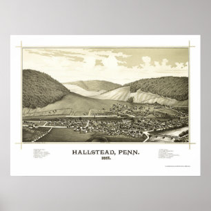 Hallstead, PA Panorama Map - 1887 Poster