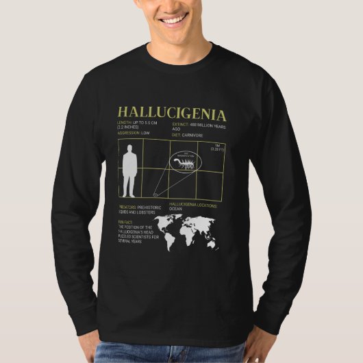 Hallucigenia Fossil Extinct Alien Looking Worm T-shirt (Voorkant)
