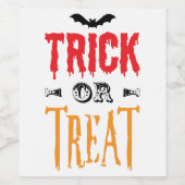 Hallween Gezegden, Trick or treat Halloween Party Wijn Etiket (Enkel label)