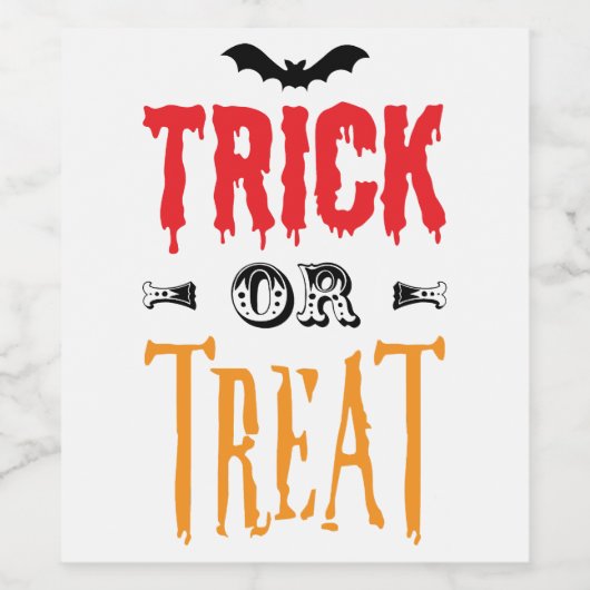 Hallween Gezegden, Trick or treat Halloween Party Wijn Etiket (Enkel label)