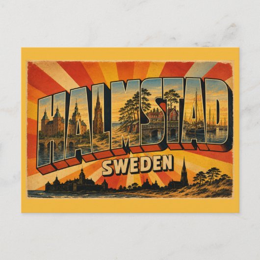 Halmstad Zweden Badplaats Briefkaart (Voorkant)