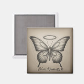 Halo Butterfly Handelsmerk Logo Square Magnet (Voorkant / Achterkant)