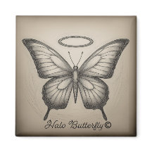 Halo Butterfly Handelsmerk Logo Square Magnet