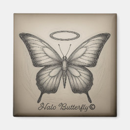 Halo Butterfly Handelsmerk Logo Square Magnet