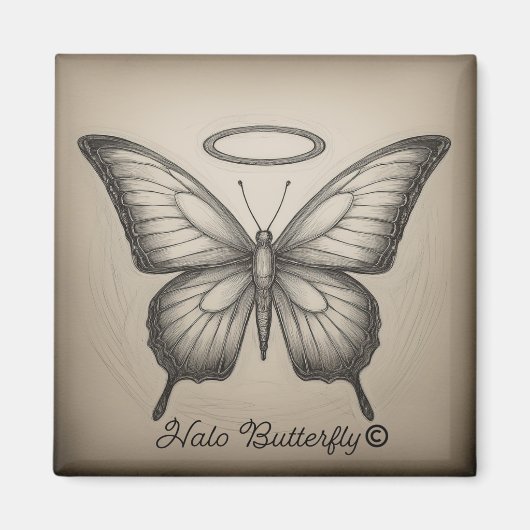 Halo Butterfly Handelsmerk Logo Square Magnet (Voorkant)