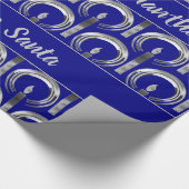 Halo Candle Modern Navy Blue Silver Kerstmis Cadeaupapier (Hoek)