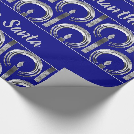Halo Candle Modern Navy Blue Silver Kerstmis Cadeaupapier (Hoek)