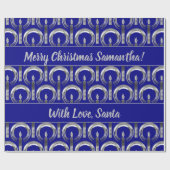 Halo Candle Modern Navy Blue Silver Kerstmis Cadeaupapier (Vlak)