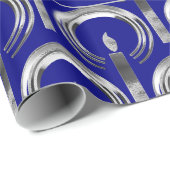 Halo Candle Modern Navy Blue Silver Kerstmis Cadeaupapier (Rol Hoek)