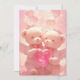 Halo of Love: Romantische engel teddy trouwkaart Kaart