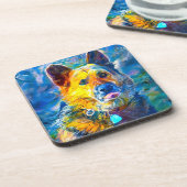 Halo: Portret van een Duitse herder Bier Onderzetter (Linkerzijde)