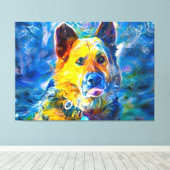 Halo: Portret van een Duitse herder Canvas Afdruk (Insitu (Houten vloer))