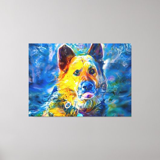 Halo: Portret van een Duitse herder Canvas Afdruk (Voorkant)