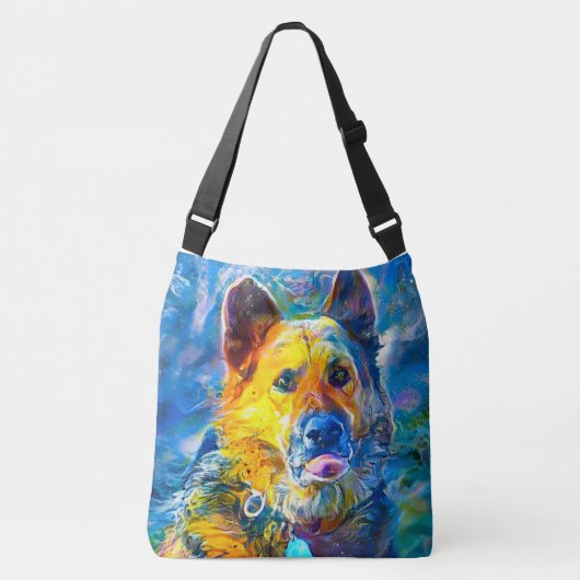 Halo: Portret van een Duitse herder Crossbody Tas (Voorkant)