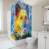 Halo: Portret van een Duitse herder Douchegordijn (In situ)