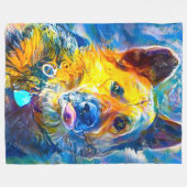 Halo: Portret van een Duitse herder Fleece Deken (Voorkant (Horizontaal))