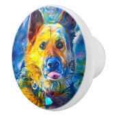 Halo: Portret van een Duitse herder Keramische Knop (Rechts)